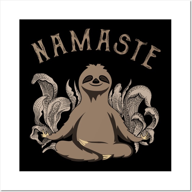 Yoga Namaste Sloth Wall Art by mybeautypets